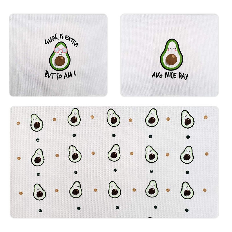 L LIFETIME Cotton Kitchen Hand Towels Set, Soft Highly Absorbent 100% Terry Cloth Tea Towel Simple Funny Design Decorative Durable Large White Bathroom Powder Room Gift 28 X 12 Inches Set of 3 (Kitchen) - Image 3